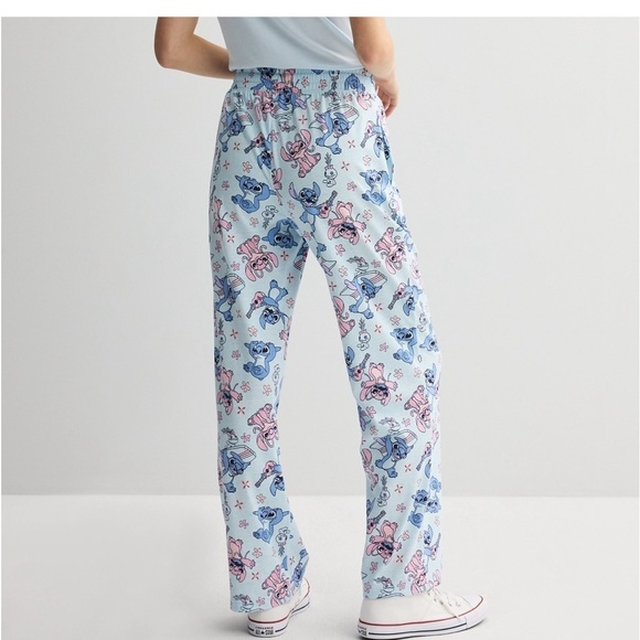 🆕Disney Lilo and Stitch Lounge Pants Drawstring Pajama Bottom Blue Junior Large - Picture 3 of 7